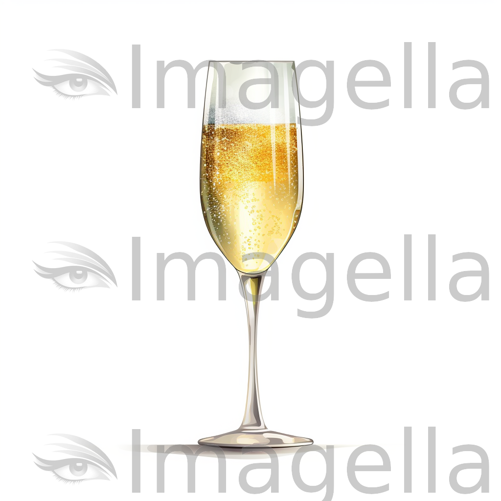 Champagne Glass Clipart in Minimalist Art Style: 4K Vector Clipart