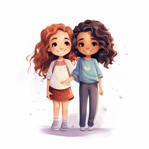 Best Friends Clipart in Minimalist Art Style: HD Vector, 4K