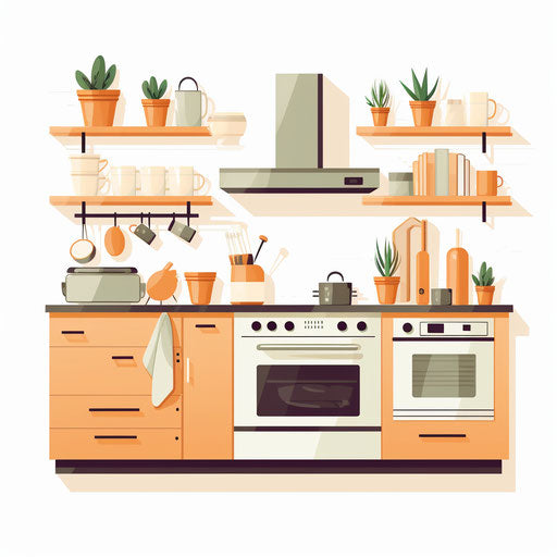 Minimalist Art Styled Kitchen Graphics: 4K Vector Art