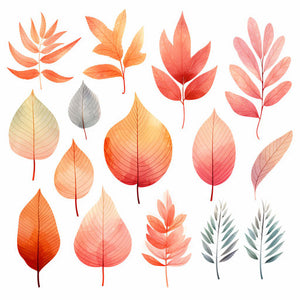 4K Autumn Leaves Clipart in Pastel Colors Art Style: Vector & SVG