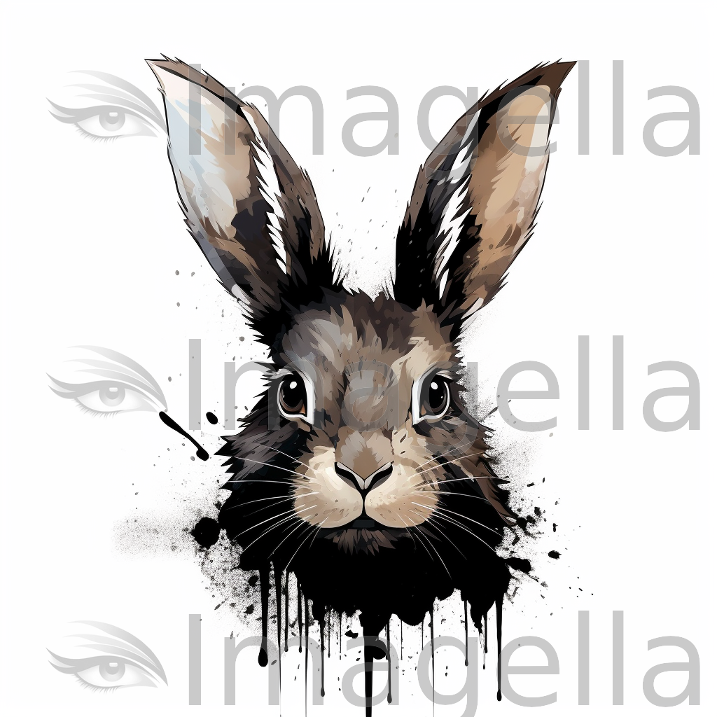 Bunny Face Clipart in Chiaroscuro Art Style: Vector & 4K