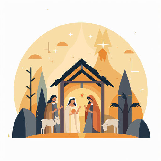 High-Res 4K Nativity Clipart in Minimalist Art Style