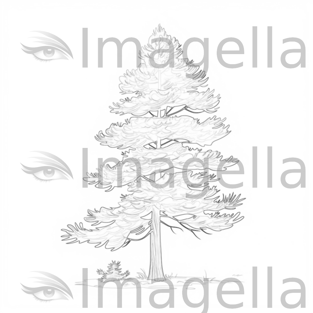 Pine Tree Clipart in Minimalist Art Style: 4K Vector Clipart