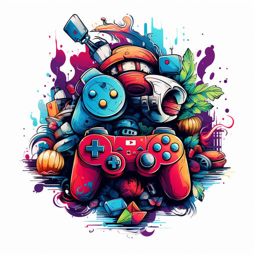 Video Game Clipart in Chiaroscuro Art Style Artwork: HD Vector & 4K