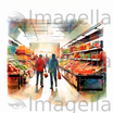 Grocery Store Clipart in Impressionistic Art Style: Vector & 4K