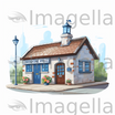 4K Vector Police Station Clipart in Oil Painting Style