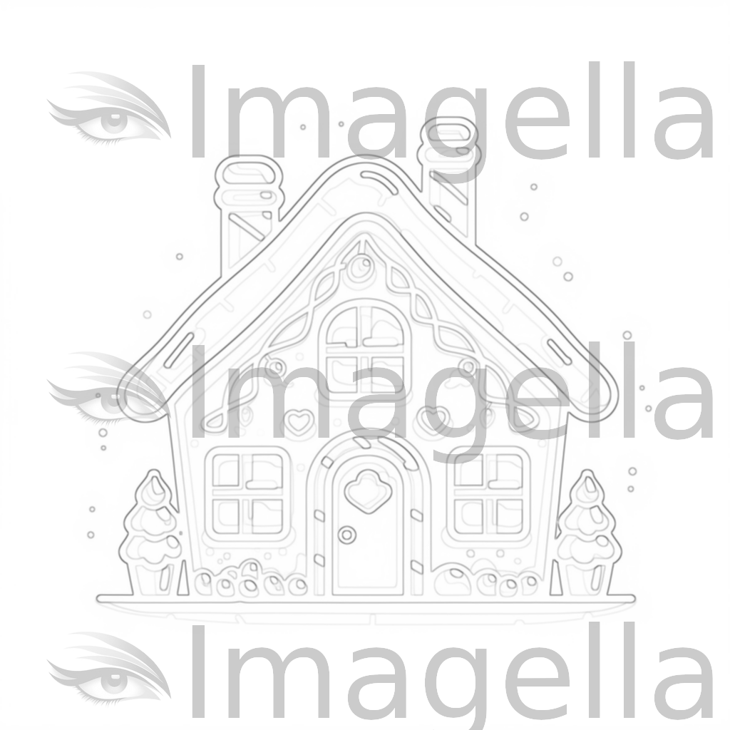 Gingerbread House Clipart in Minimalist Art Style: 4K Vector & SVG