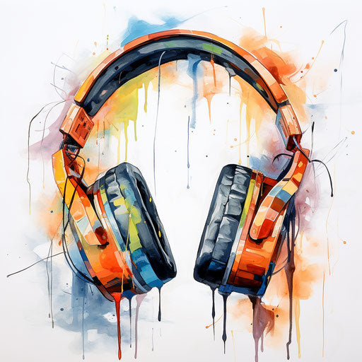 Headphones Clipart in Oil Painting Style: 4K Vector Clipart