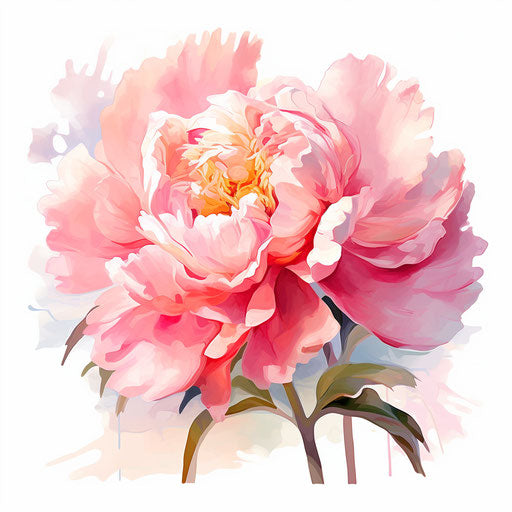 4K & Vector Peony Clipart in Impressionistic Art Style