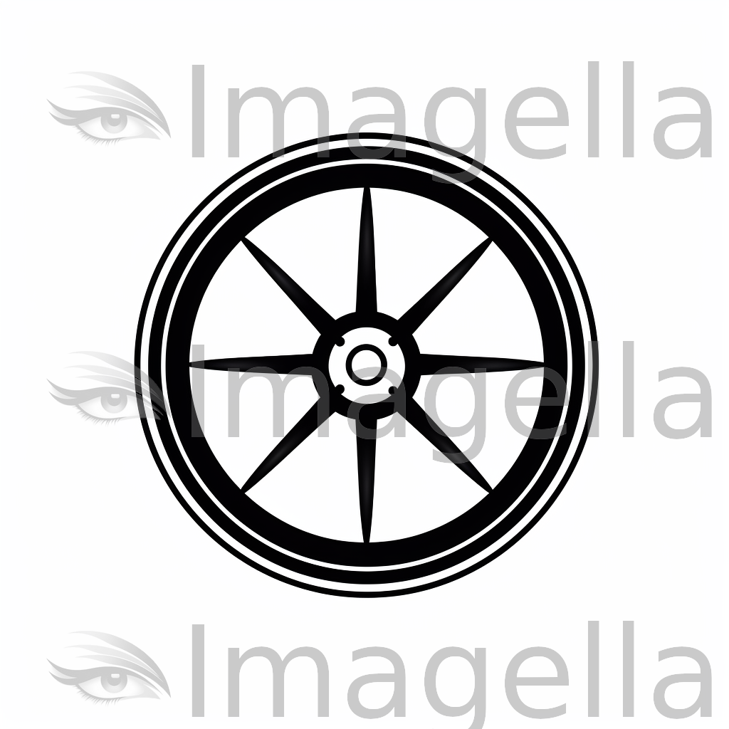 4K Vector Wheel Clipart in Minimalist Art Style