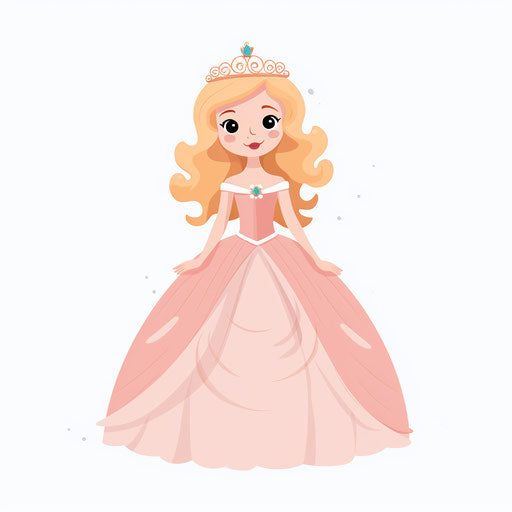 Princess Clipart in Minimalist Art Style Artwork: 4K Vector & PNG