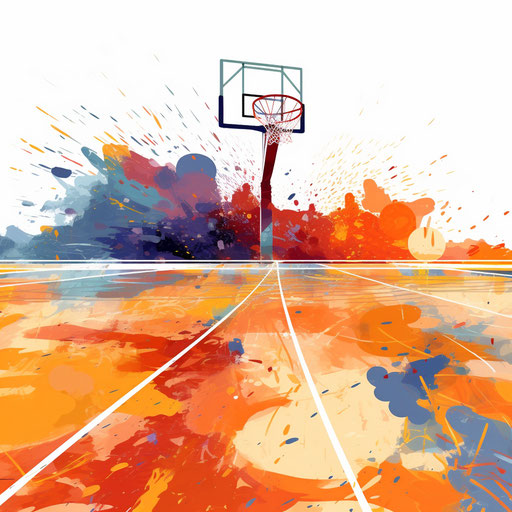 Basketball Court Clipart in Impressionistic Art Style: Vector & 4K