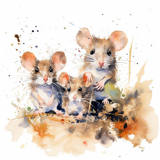Mice Clipart in Impressionistic Art Style: 4K Vector & SVG