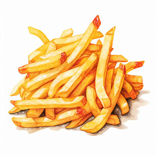 Fries Clipart in Oil Painting Style: 4K Vector & Stencils