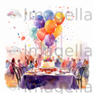 Birthday Party Clipart in Impressionistic Art Style: Vector & 4K