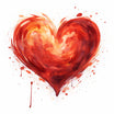 Red Heart Clipart in Impressionistic Art Style: 4K & Vector