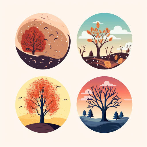 Minimalist Art Styled Seasons Graphics: 4K Vector Art