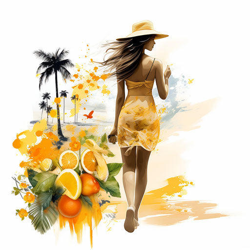 Summer Images Clipart: High-Def Vector in Chiaroscuro Art Style & 4K