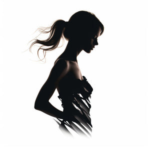Female Silhouette Outline Clipart in Chiaroscuro Art Style: Vector & 4K