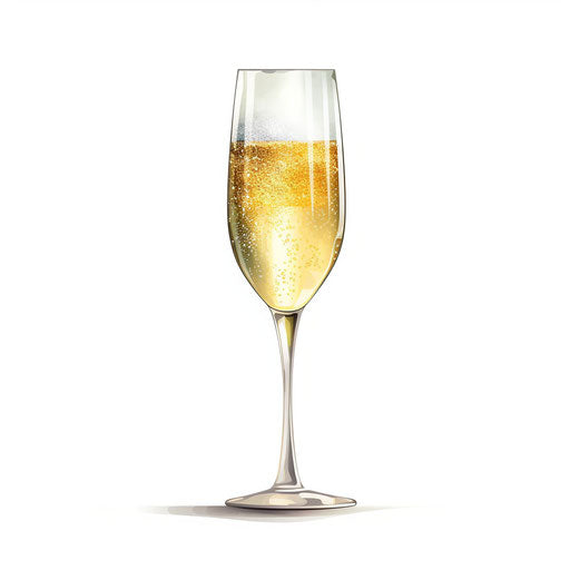 Champagne Glass Clipart in Minimalist Art Style: 4K Vector Clipart