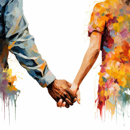 Holding Hands Clipart in Impressionistic Art Style Illustration: 4K Vector & PNG