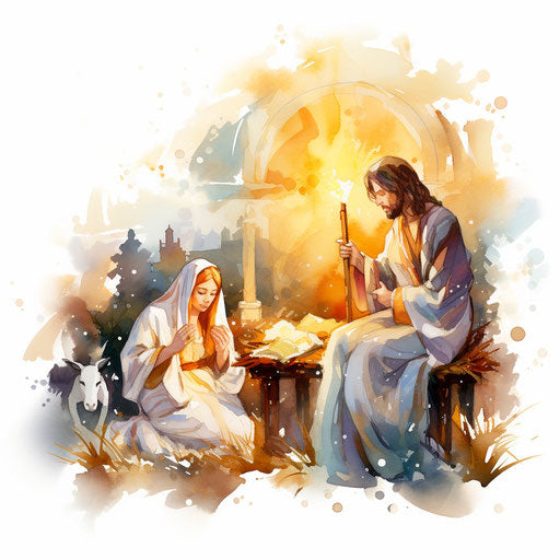 4K Vector Nativity Clipart in Impressionistic Art Style