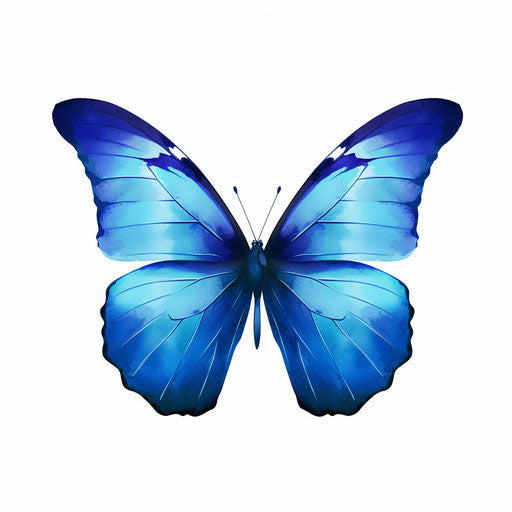 Blue Butterfly Clipart in Minimalist Art Style: Vector & 4K
