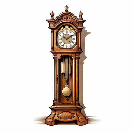 Grandfather Clock Clipart in Chiaroscuro Art Style HighDef Vector