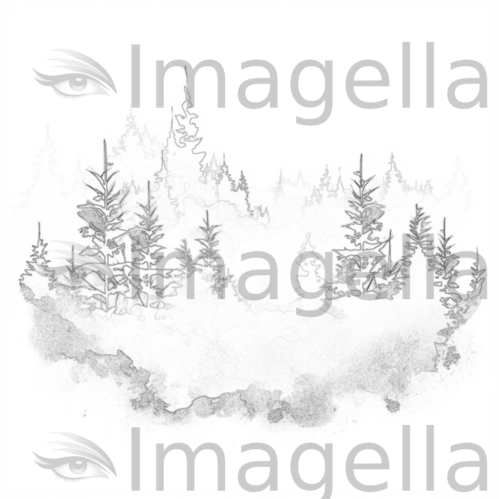 Forest Background Clipart in Minimalist Art Style: 4K Vector Clipart