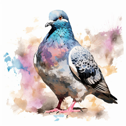 Pigeon Clipart in Impressionistic Art Style: 4K Vector Clipart