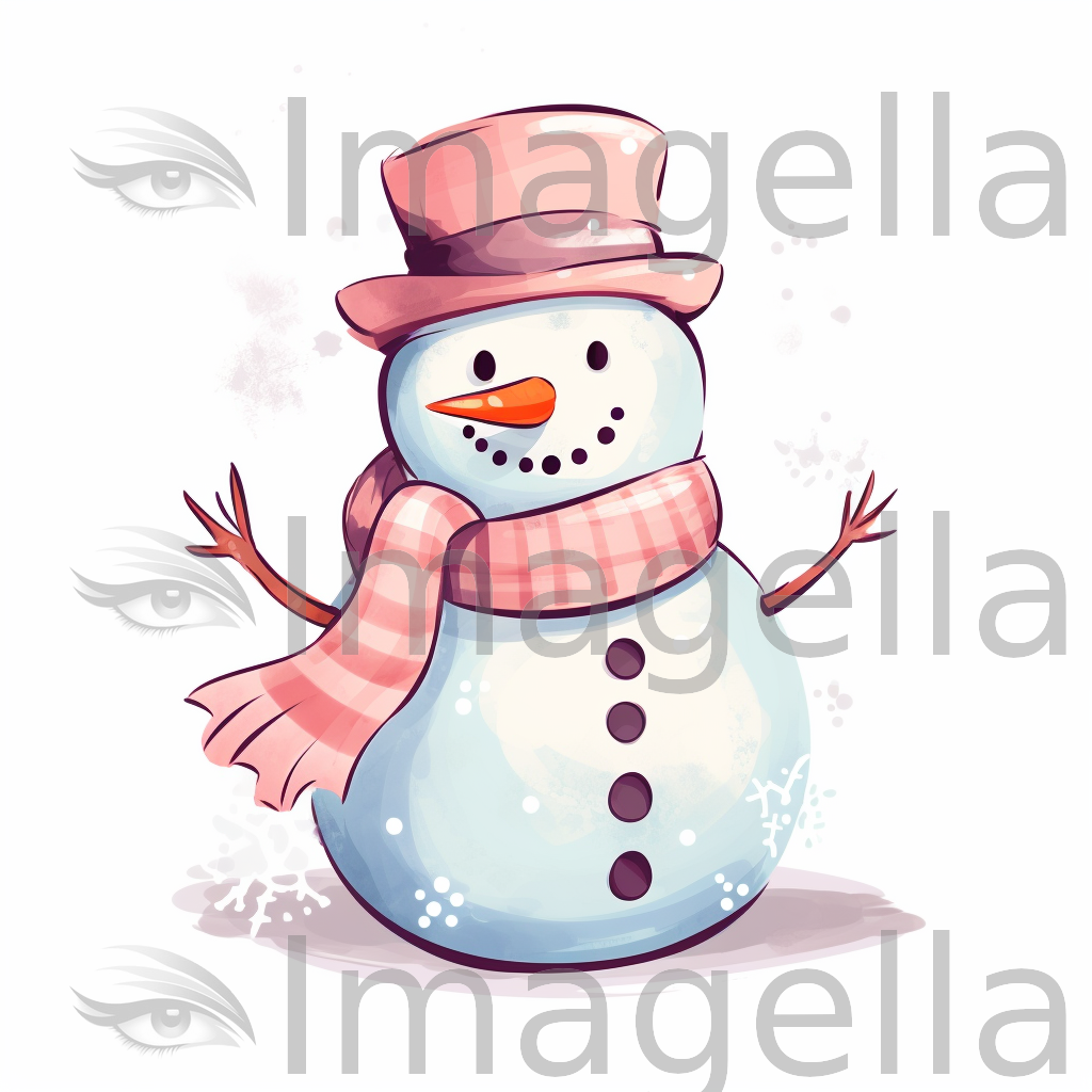 4K Snowman Clipart in Pastel Colors Art Style: Vector & SVG