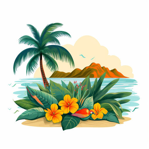 Tropical Clipart in Minimalist Art Style: High-Res Vector & 4K