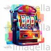 4K Vector Slot Machine Clipart in Oil Painting Style
