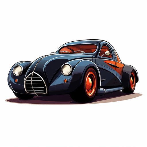 4K Vector Car Cartoon Png Clipart in Chiaroscuro Art Style