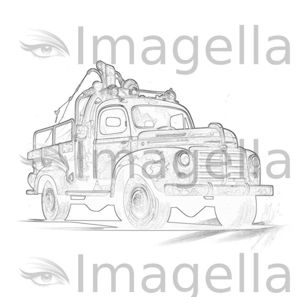 4K Tow Truck Clipart in Chiaroscuro Art Style: Vector & SVG