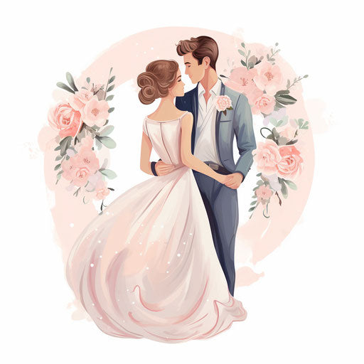 Marriage Clipart in Pastel Colors Art Style Artwork: Vector, PNG, 4K