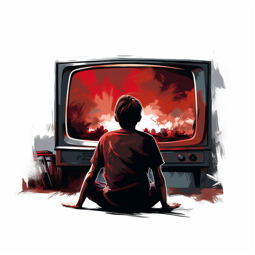 Watching Tv Clipart: Chiaroscuro Art Style, 4K & SVG