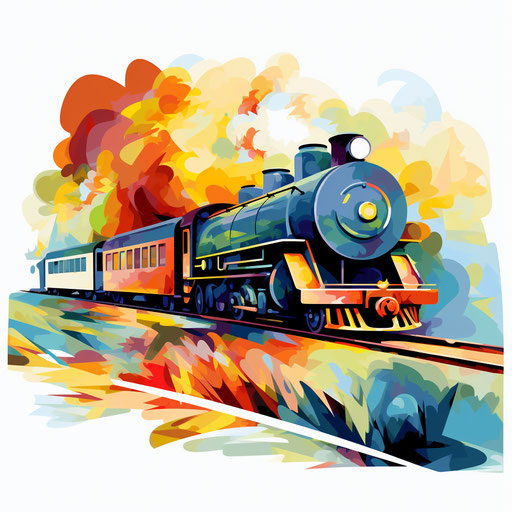 Train Clipart in Impressionistic Art Style: High-Res Vector & 4K