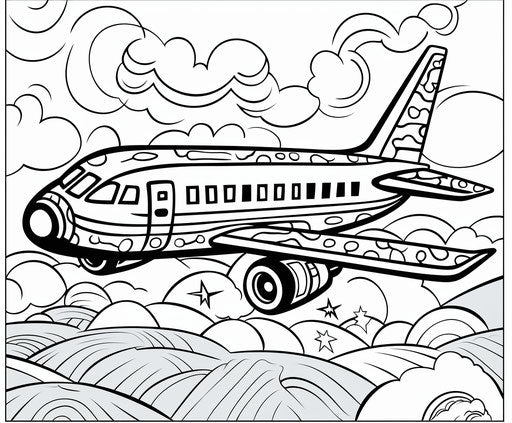 Skill-Building Aeroplane Coloring Pages for Children