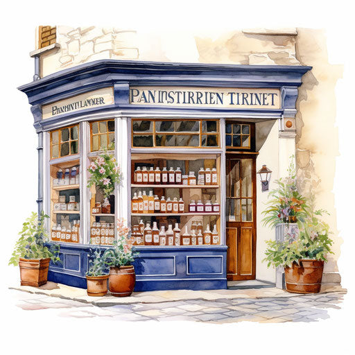 Pharmacy Clipart in Oil Painting Style: 4K & Vector