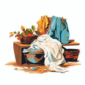 Laundry Clipart in Oil Painting Style: 4K & SVG