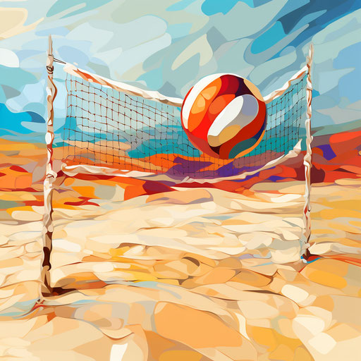 Volleyball Net Clipart in Oil Painting Style Graphics: High-Res 4K & Vector
