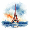 4K Eiffel Tower Clipart in Impressionistic Art Style: Vector & SVG