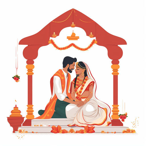 Hindu Wedding Png Clipart in Minimalist Art Style: 4K Vector Clipart
