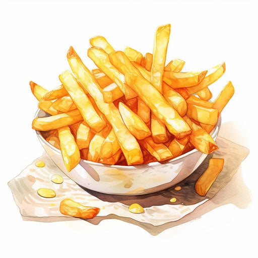 High-Res 4K French Fries Clipart in Impressionistic Art Style