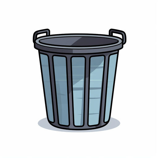 Trash Can Clipart in Minimalist Art Style: 4K & Vector