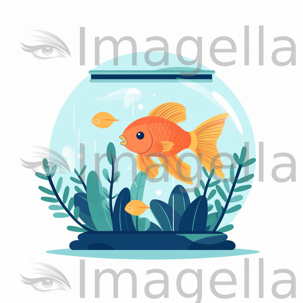4K Vector Aquarium Clipart in Minimalist Art Style