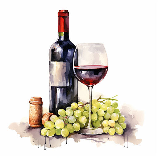 High-Res 4K Wine Bottle Clipart in Oil Painting Style