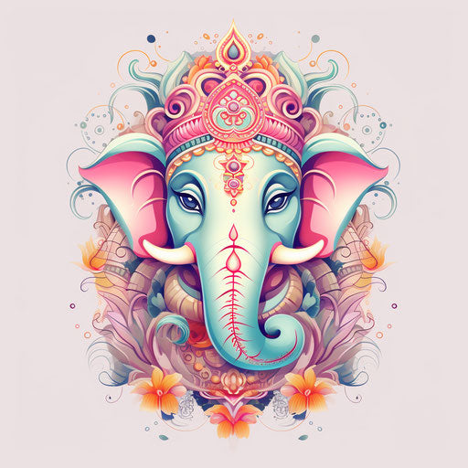 Vector & 4K Ganesh Ji Clipart in Pastel Colors Art Style