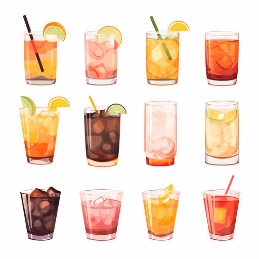 Drinks Clipart in Minimalist Art Style: Vector ARt, 4K, EPS, PNG